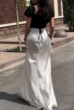 Daily Celebrities Solid Color Patchwork Contrast Square Neck Dresses