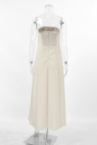 Casual Street Solid Color Pocket Strapless Strapless Dresses