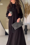 Casual Daily Solid Color Buttons Mandarin Collar A Line Dresses