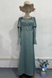 Casual Celebrities Solid Color Stringy Selvedge Off Shoulder Waist Skirt Dresses