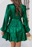 Casual Street Solid Color Lace Up Reflective V Neck A Line Dresses