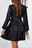 Casual Street Solid Color Lace Up Reflective V Neck A Line Dresses