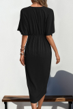 Casual Street Solid Color Ruched V Neck Irregular Dresses