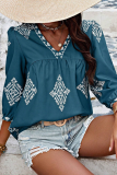 Casual Daily Geometric Print V Neck Tops