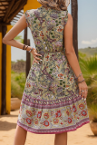 Bohemian Vacation Floral Print Patchwork V Neck A Line Dresses