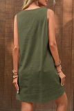 Casual Daily Solid Color Pocket Buttons U Neck Sleeveless Dresses