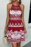 Casual Vacation Geometric Print Patchwork O Neck Sleeveless Dresses