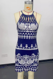 Casual Vacation Geometric Print Patchwork O Neck Sleeveless Dresses