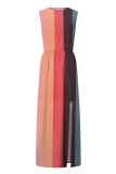 Fashion Print Patchwork O Neck Straight Dresses