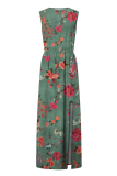Fashion Print Patchwork O Neck Straight Dresses