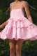 Sexy Solid Color Lace Up U Neck Cake Skirt Dresses