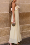 Sexy Solid Color Ruched Flower Shape Strapless Strapless Dresses
