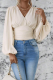 Daily Elegant Solid Color Ruched V Neck Tops