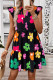Casual Flowers Print Ruffle V Neck A Line Dresses