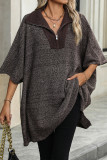 Casual Solid Color Zipper Turndown Collar Tops