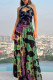 Sexy Tie Dye Print Cross Straps Contrast V Neck Sleeveless Dresses（A variety of binding methods）