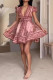 Sexy Floral Print Lace Up V Neck A Line Dresses