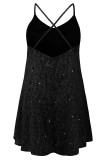 Sexy Party Solid Color Sequins Backless V Neck Sling Dresses（Flares, feathers, they drop off a little bit, it's normal）