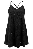 Sexy Party Solid Color Sequins Backless V Neck Sling Dresses（Flares, feathers, they drop off a little bit, it's normal）