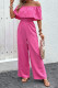 Sexy Street Solid Color Patchwork Off Shoulder Loose Jumpsuits