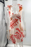 Sexy Floral Print Lace Up V Neck Printed Dresses