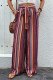 Street Daily Striped Print Pocket Lace Up Loose High Waist Wide Leg Full Print Bottoms