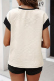 Casual Street Solid Color Patchwork Texture Contrast O Neck T-Shirts