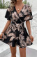 Casual Vacation Floral Print Lace Up V Neck Loose Rompers