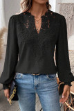 Daily Elegant Solid Color Lace V Neck Tops