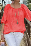 Casual Solid Color O Neck Tops