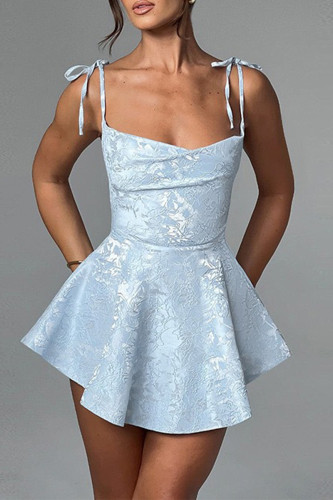 Sexy Party Jacquard Lace Up U Neck Sling Dresses