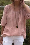 Casual Solid Color O Neck Tops