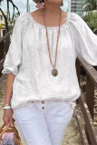 Casual Solid Color O Neck Tops