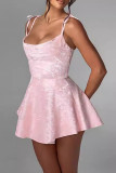 Sexy Party Jacquard Lace Up U Neck Sling Dresses