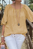 Casual Solid Color O Neck Tops