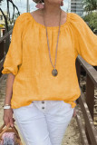 Casual Solid Color O Neck Tops