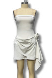 Sexy Solid Color Ruched Flower Shape Strapless Strapless Dresses