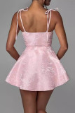 Sexy Party Jacquard Lace Up U Neck Sling Dresses