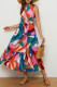 Casual Vacation Geometric Print Lace Up Contrast Mandarin Collar Printed Dresses