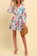 Elegant Floral Print Lace Up V Neck A Line Dresses