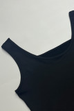 Sexy Street Solid Color Slit Irregular U Neck T-Shirts