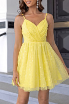 Sexy Prom Solid Color Mesh V Neck Sling Dresses