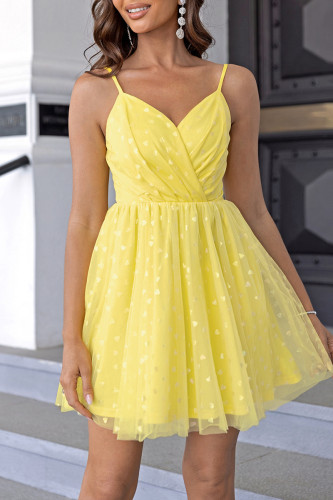 Sexy Prom Solid Color Mesh V Neck Sling Dresses