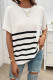 Casual Stripe Pocket Weave O Neck Tops