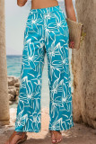 Casual Floral Print Patchwork Loose High Waist Straight Full Print Bottoms