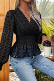 Sexy Daily Solid Color See-Through Mesh V Neck Tops