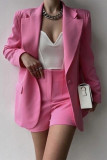 Casual Solid Color Buttons Turn-back Collar Long Sleeve Two Pieces