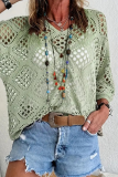 Casual Daily Solid Color Hollow Out V Neck Tops