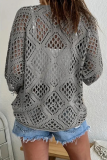 Casual Daily Solid Color Hollow Out V Neck Tops