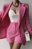 Casual Solid Color Buttons Turn-back Collar Long Sleeve Two Pieces